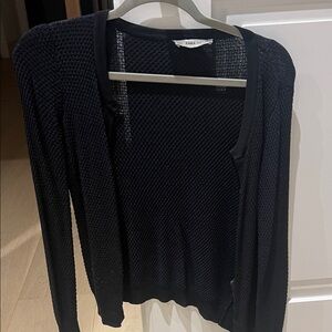 Zara Elegant Black Navy Open-Knit Sweater